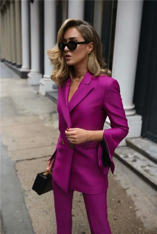 2020 New Arrival Purple Women Pantsuits Plus Size for Business Custom ...