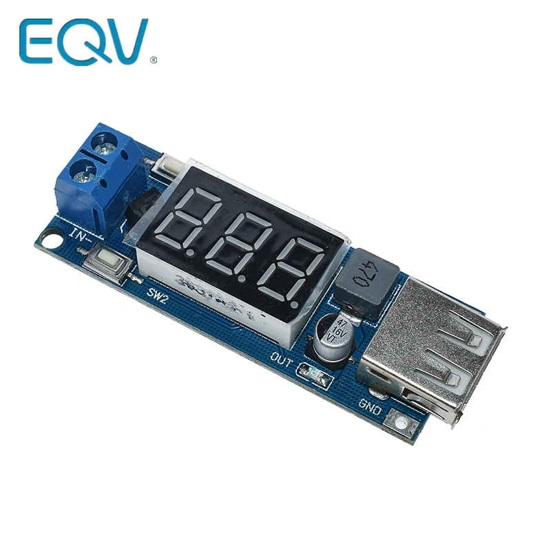 EQV DC-DC Step Down Modul Zwei-draht Voltmeter 5 V USB Ladegerät oder Netzteil Eingang 4,5 V- 40V Ausgang 5 V/2A