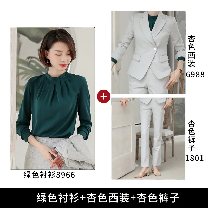 Pants three suits Женские костюмы осень-зима новые талии утягивающие гофрированные профессиональные темпераментные тонкие брюки женский костюм из двух предметов - Цвет: Pants three suits