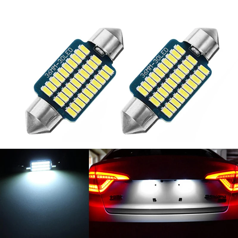 BOAOSI 2x купол с фестонами 3014SMD ошибок яркий белый светодиодный номерной знак