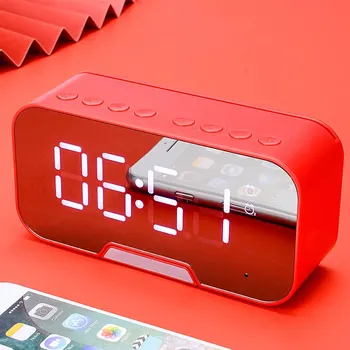 

New Arrival 1pc Portable LED Mirror Digital Wireless bluetooth Speakers Alarm Clock MP3 FM Radio