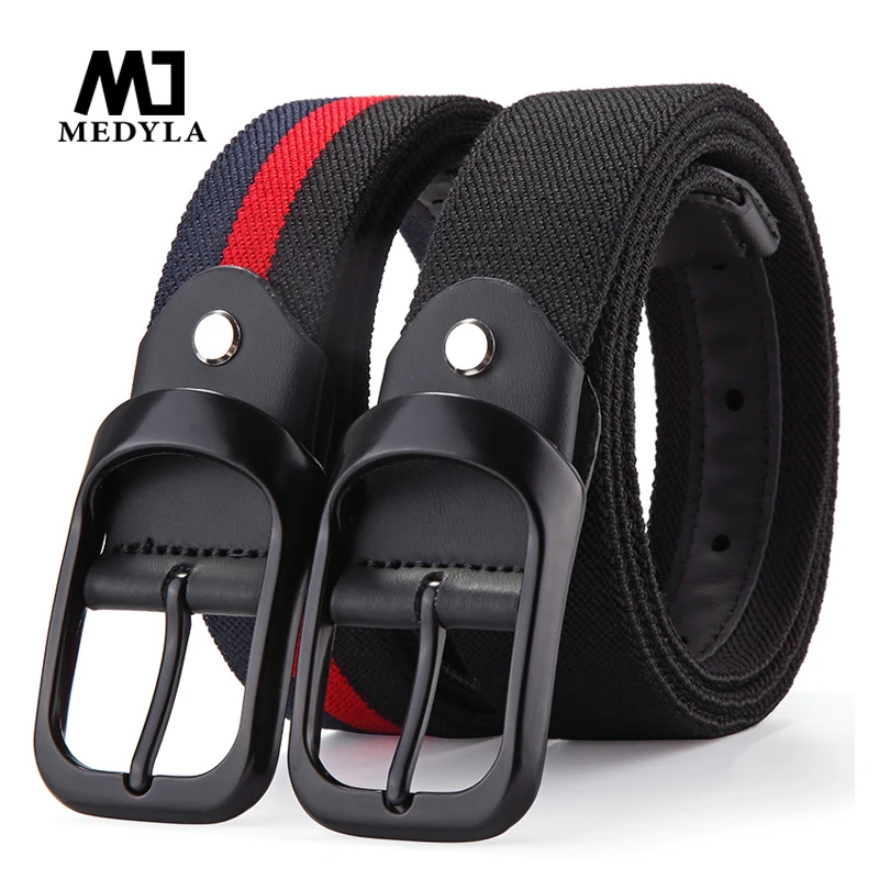 MEDYLA Elastic Belt High Strength Fiber Black Pin Buckle Easy Fashion Striped Unisex Suitable For Jeans SDL823 | Аксессуары для
