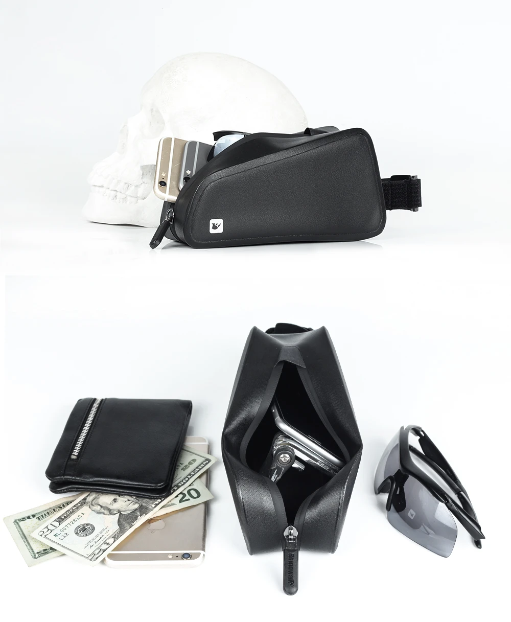 Rhinowal Bicycle Bags Waterproof Cycling Top Front Tube Frame Bag Large Capacity MTB Road Bicycle Pannier Black Bike Accessories (8)