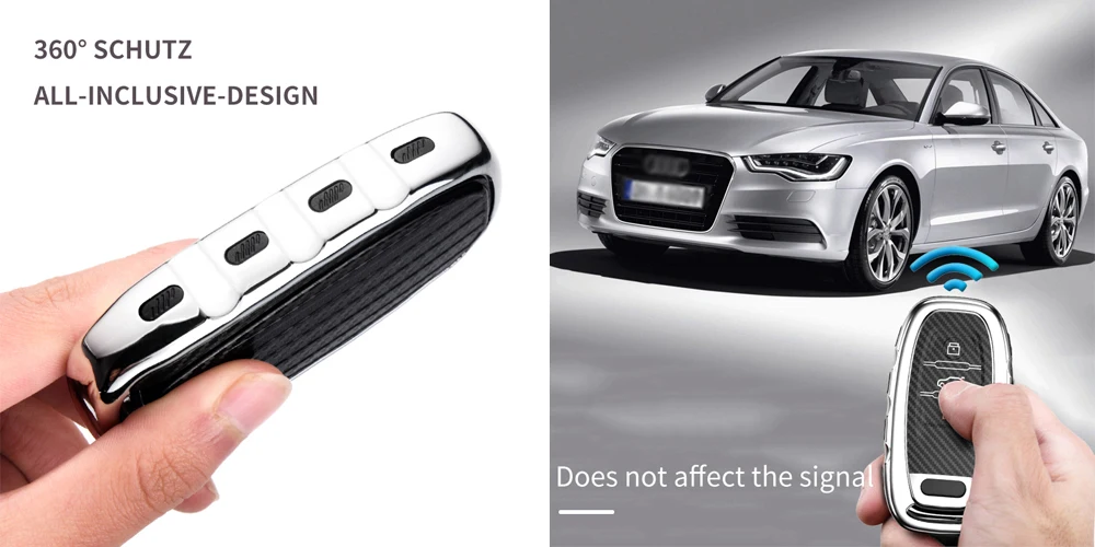 TPU Schlüsselhülle Fernbedienung Cover Schutz für Audi A3 A4 A6 Q5 Q7 TT  Silber