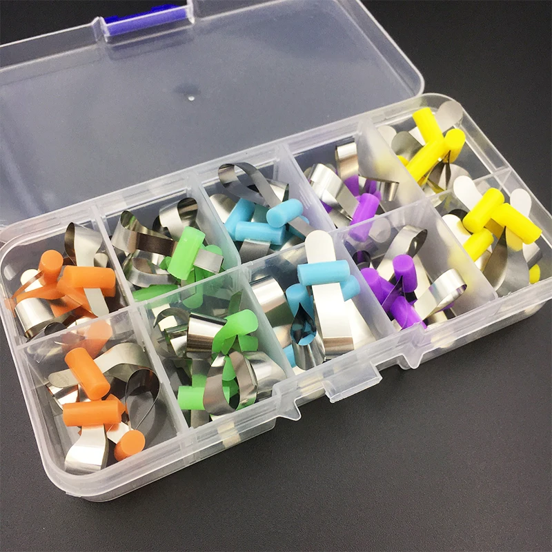 50 sztuk/pudło stomatologia metalowe opaski matrycowe Retainerless Automatrix z szafką matryce matrycowe matryce profilowane 1 50 sztuk/pudło stomatologia metalowe opaski matrycowe Retainerless Automatrix z szafką matryce matrycowe matryce profilowane 1