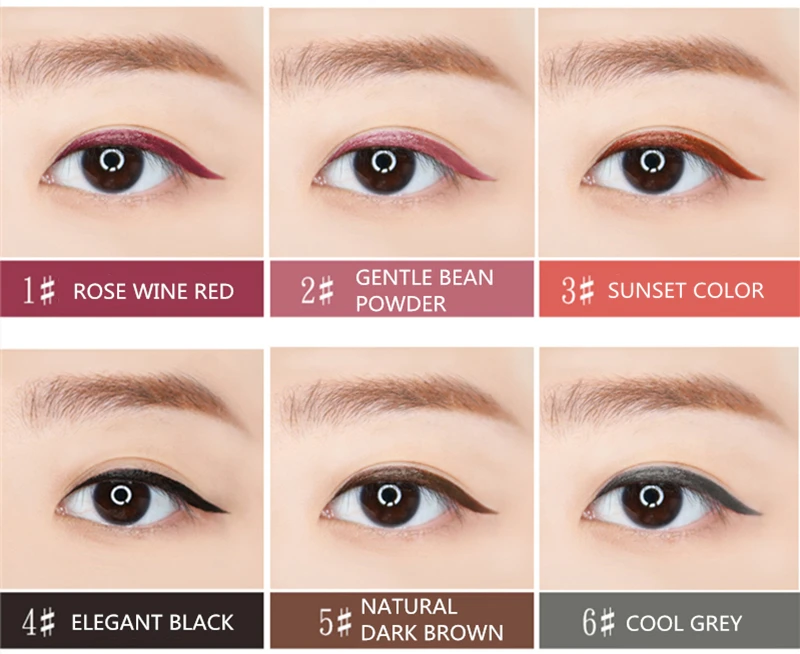 Жидкая подводка для глаз карандаш 6 цветов новинка яркая водостойкая Черная