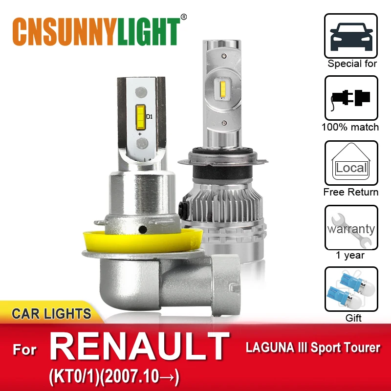 

CNSUNNYLIGHT Car LED Headlight Bulbs For RENAULT LAGUNA III Sport Tourer KT0/1 From 2007 Foglamp Bulbs Headlamp Led Auto Lamps