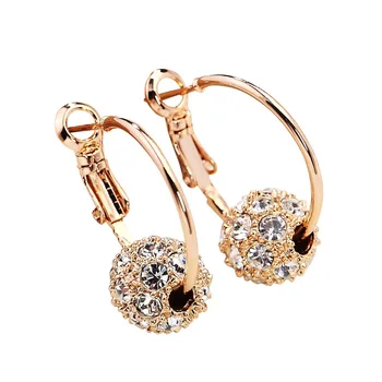 

Luxury Crystal Ball Decor Gold Color Round Rhinestone Silver Drop Earrings For Women Party New Shining Dangle Wedding Jewelry