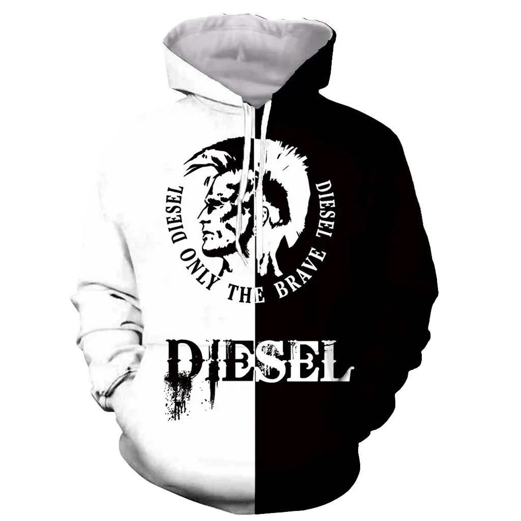 Diésel-Sudadera con cremallera y estampado 3D para hombre y mujer, suéter divertido y nuevo, chaqueta de manga larga a la moda