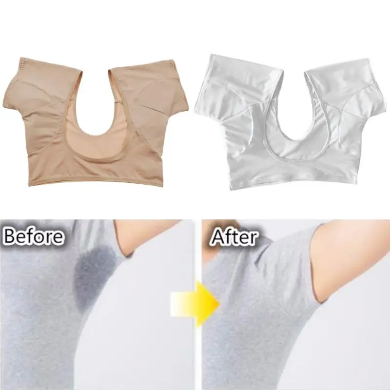 Women Girl Short Sleeve Underwear Vest with Underarm Armpit Sweat Absorbing Pads Sports Running Washable Shields Guards Crop Top women tank tops