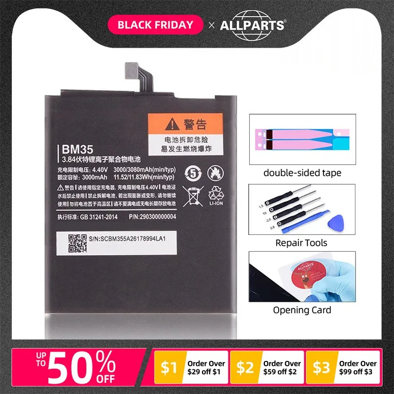 

Original Battery for XIAOMI Mi 4C Mi4C BM35 Replacement Full Capacity 3080mAh