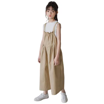 

YourSeason Girls Cute Clothes Suit 2020 Teen Korean Casual Vest And Overalls Wide Leg Pants Fashion Children Two Piece Set
