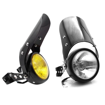 

1 Set of Motorcycle Retro Black Metal Grid 35W, Halogen Headlight Fairing CG125 GN125 for Cafe Racer Honda