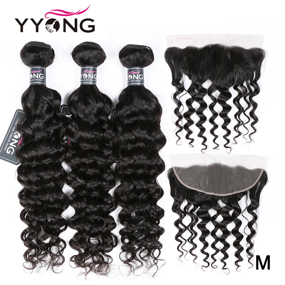 

Yyong Brazilian Milan Wave 3 / 4 Bundles With Frontal Human Hair Weave Bundles 13x4 Lace Frontal With Bundles Remy Medium Ratio