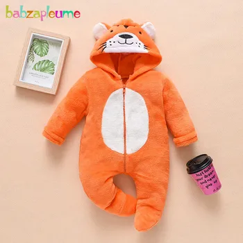 

Spring Toddler Jumpsuit Cartoon Cute Tiger Long Sleeve Soft Fleece Hooded Baby Clothes Boys Rompers Newborn Clothing BC1527-1