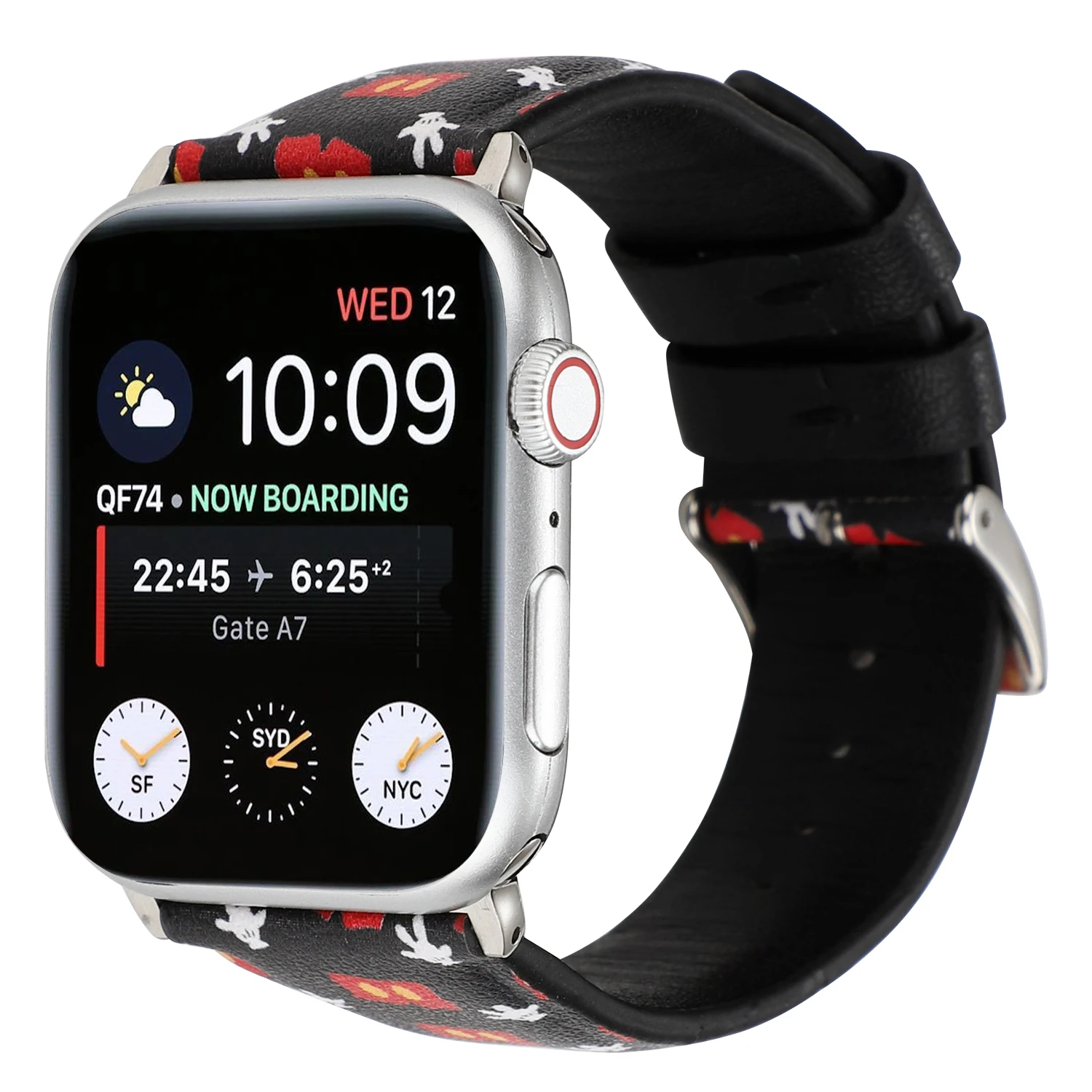 Ремешок из натуральной кожи для Apple Watch 5 band 4 44 мм 40 мм браслет с принтом Микки Мауса Для iwatch Series 3 2 1 38 мм 42 мм