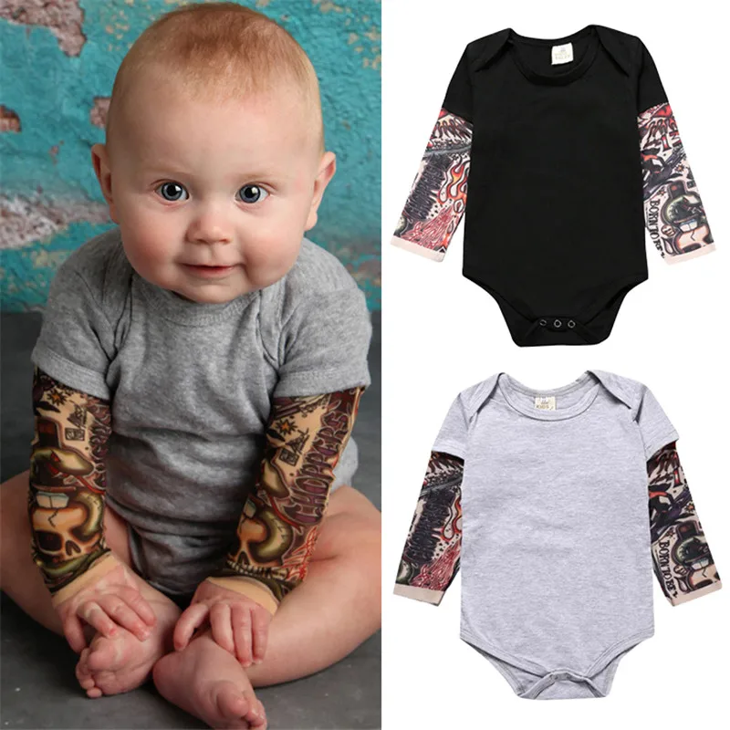 Baby Boy Rompers Costume Freestyle Pattern Children Clothes Tatto Print Long Sleeve Jumpsuit Bebe |