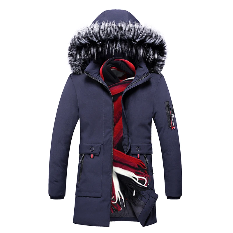 lightweight parka Winter Long Parkas Men Cotton Padded Brand Clothing Fashion Casual Slim Thick Warm Mens Coats Fur Hooded Overcoats Male Clothes Parkas