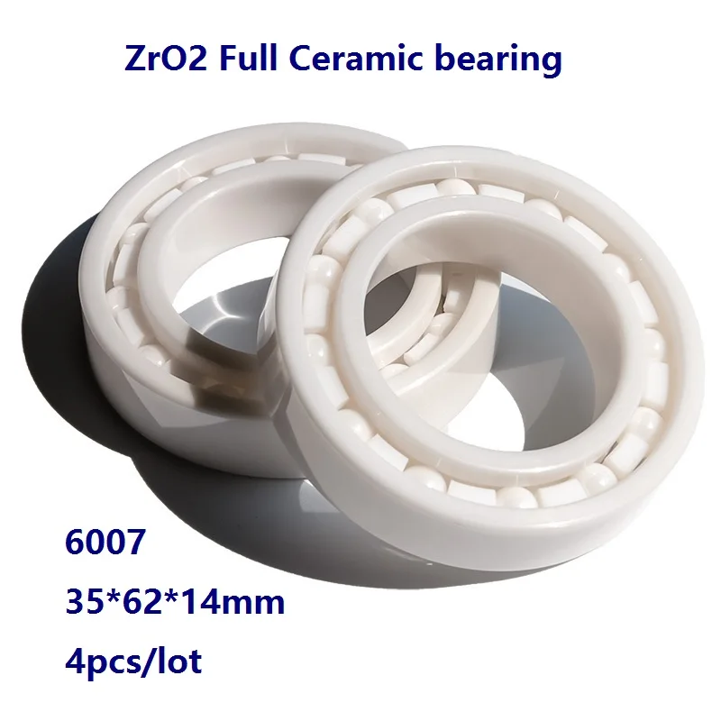 

4 шт./лот 6007 35*62*14 мм, высококачественный керамический подшипник ZrO2, циркониевые керамические шарикоподшипники 35 × 62 × 14 мм