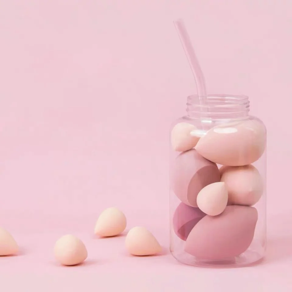 7 pièces Pro fond de teint éponge poudre bouffée cosmétique lisse crème mélange Multi forme visage beauté maquillage outil ensemble avec bouteille ► Photo 3/6