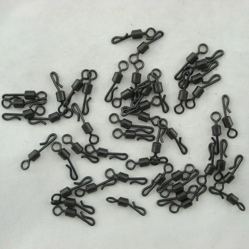 100pcs Large Long Body Q-Shaped Black Quick Change Swivels for Carp Fishing Accessories 4# Fishing Terminal Tackle
