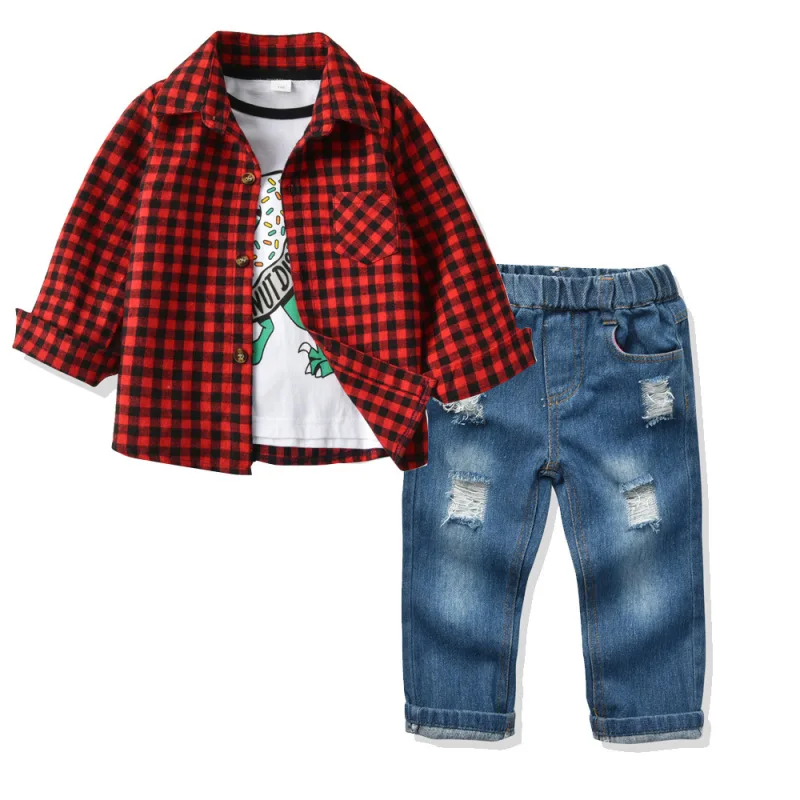 Детская одежда коллекция 2019 года новая осенне-Весенняя футболка клетчатая