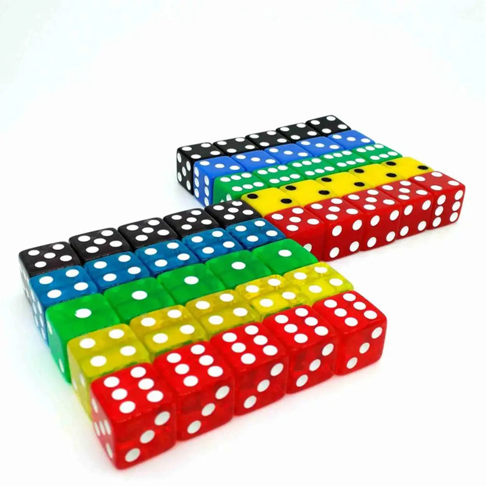 25 Opaque 25 Crystal Титаны 50 шт#16 Dado D6 двухсторонние Pip кубики в кристальном и непрозрачном цвете с мешочком - Цвет: 25 Opaque 25 Crystal