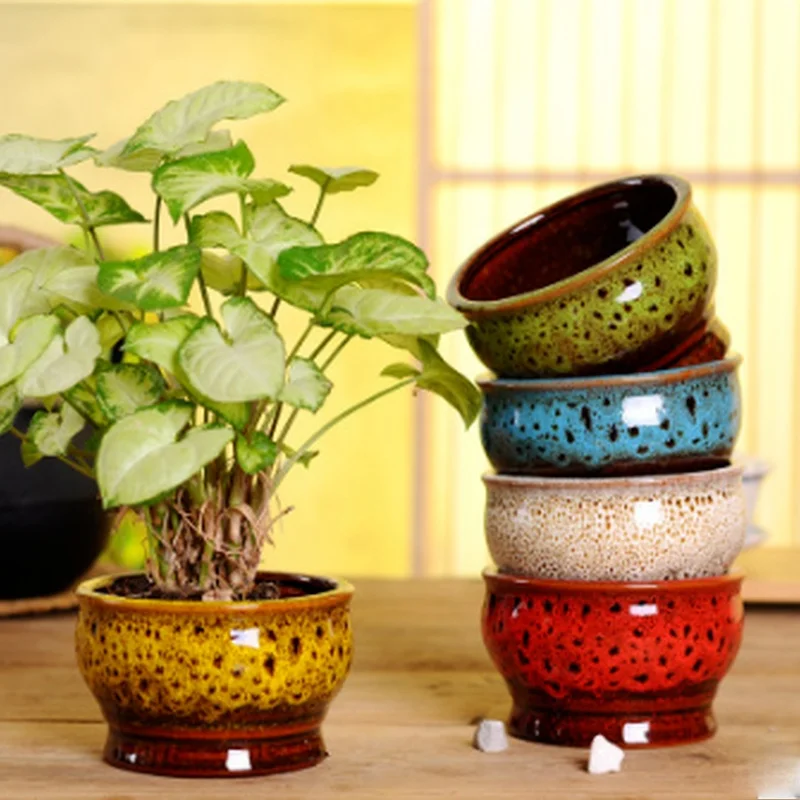 

Creative Flower Pots Handmade Simple Colorful Flow Glazed Ceramic Flower Pots Succulent Flower Pots