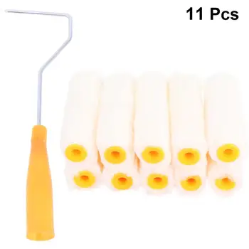 

4 Inch Paint Roller Brush Household Wall Decorative Paint Roller Brush 31cm Handld with 10 Pcs Replacement Roller Covers