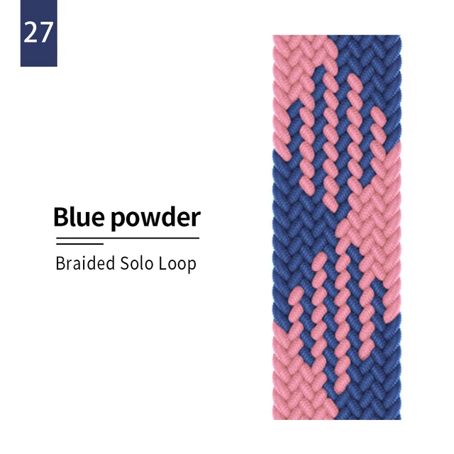 Braided Solo Loop strap for Apple watch band 44mm 40mm Elastic Wristband Bracelet on iwatch Se Series 7 6543 42mm 38mm 41mm 45mm 27 Blue Pink