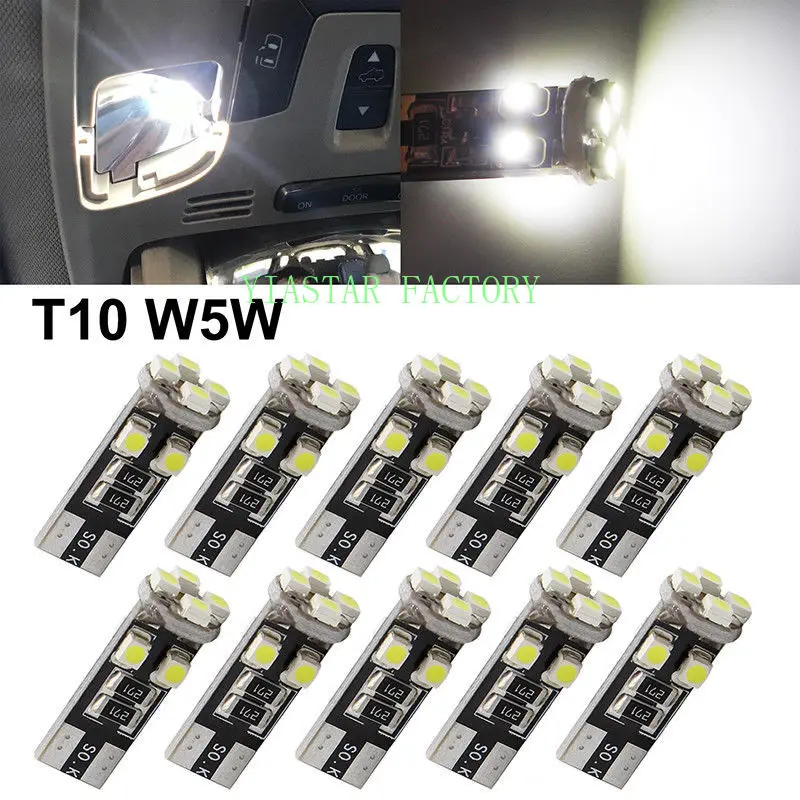 Yiastar 500 шт./лот canbus T10 8SMD 3528 1210 светодиодный Canbus НЕ OBC Error 194 168 W5W T10 светодиодный canbus интерьерные лампочки белого цвета