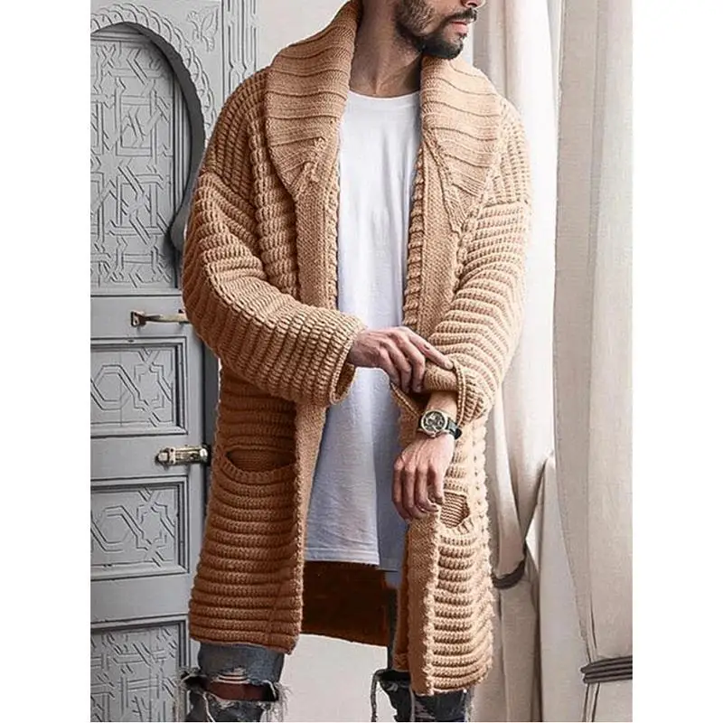  Invierno Otoño Middle-Long Mens Sweater Cardigan