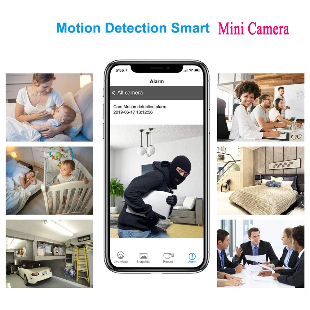 Wifi беспроводная мини камера HD 1080P умная ip ночное видение Обнаружение движения