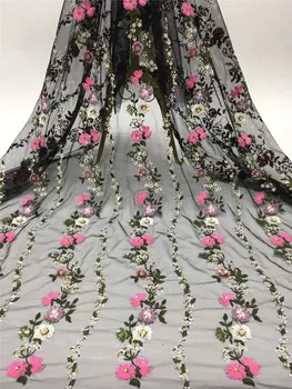 

French Lace Fabrics High Quality Flower Embroidered Sequins Tulle French Net Lace Fabric for Party Dress