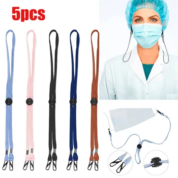 

Mascarilla 5pcs Adults Adjustable Face Mask Fashion Lanyard Handy Convenient Mask Rest Ear Holder Rope Mouth Caps Washable