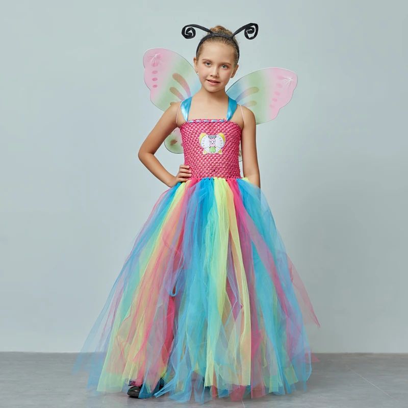 Affordable Rainbow Butterfly Girls Tutu Dress with Wings and Headband Princess Fairy Kids Birthday Party Dress Up Tutu Costume (14)