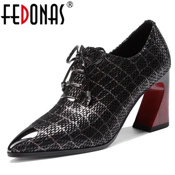 

FEDONAS Rome Pointed Toe Women High Heels Pumps Cross Tied Zipper Genuine Leather Female Dancing Shoes Basic Elegant Shoes Woman