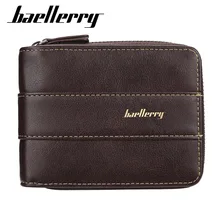 New Leather Men Wallets Zipper Short Desigh Brown Card Holder High Quality Male Purse Vintage Coin Holder Men Wallets