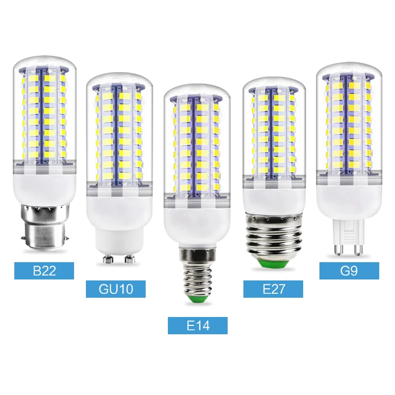 

E14 LED Bulb E27 LED Lamp G9 Corn Bulb GU10 LED Light B22 Chandelier Candle LED Lights 24 36 48 56 69 72LEDs 220V for Home Hotel