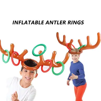 

1 Se15pcs/lot Santa Funny Reindeer Christmas Toy Children Kids Headgear Inflatable Hat Ring Toss Christmas Supplies Toy