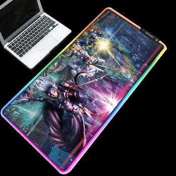 

Yuzuoan RGB Fate Grand Order Anime Game Mouse Pad Female Warrior Non-slip Keyboard Mat Glowing Desk Mat