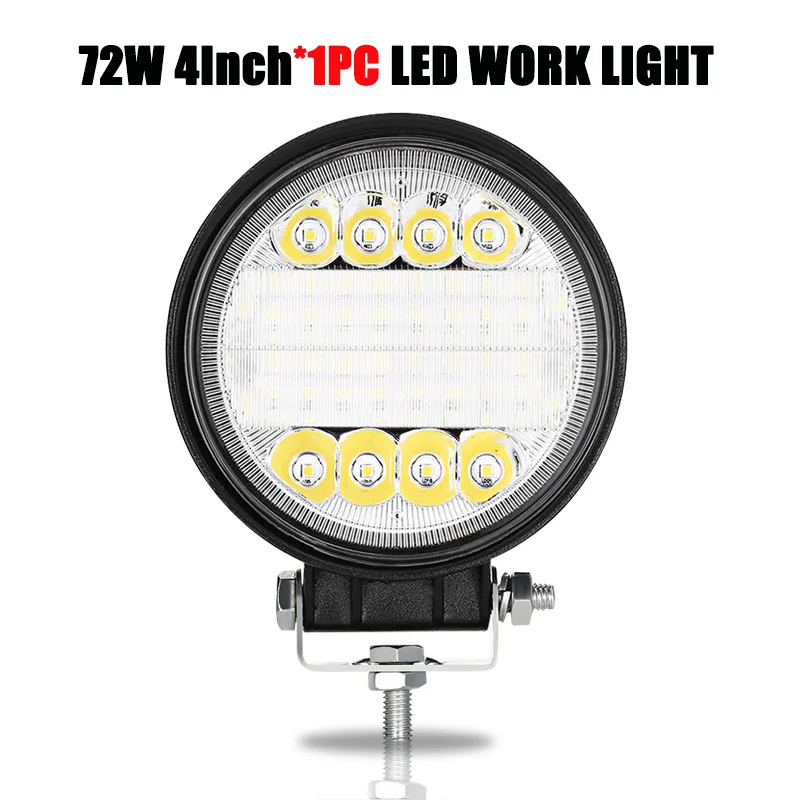 1PC 72W 4inch Round 60-480 Вт светильник-бар внедорожный 4x4 12V 24V автомобильные аксессуары 4-23 дюймов светодиодный рабочий светильник комбинированный луч дальнего света ATV SUV UTV Trucks - Цвет: 1PC 72W 4inch Round