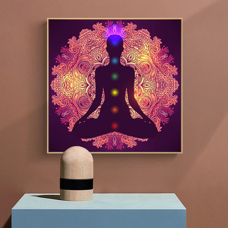 Canvas-Painting-Art-Posters-Prints-Indian-Buddha-Meditation-7-Chakra-Yoga-Sport-Wall-Art-for-Living