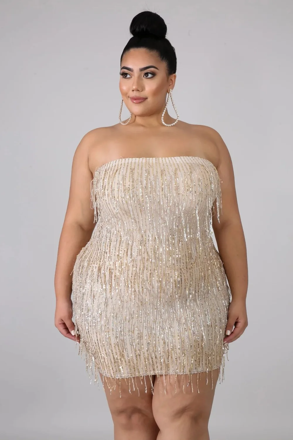 Xl-5XL Mini Dress Sequined Off The Shoulder  Robe Sexy Party & Clubwear Sleeveless Plus Size Women Party Out (11)