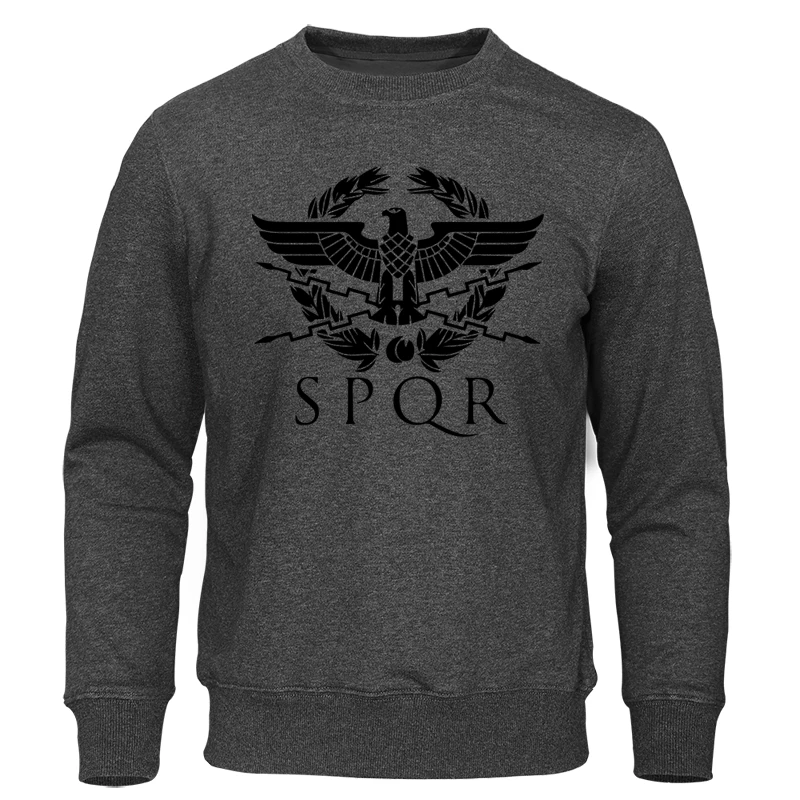 dark gray 1 Осенняя Новинка Теплая мужская толстовка с капюшоном SPQR Римский Сенат военные фракции толстовки с орлом мужские модные брендовые толстовки - Цвет: dark gray 1