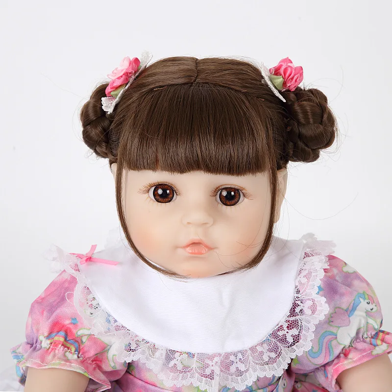 48 см Reborn Baby Doll игрушка мягкая силиконовая принцесса платье ткань тело короткие волосы Реалистичная кукла Малыш Дети ролевые игры подарки