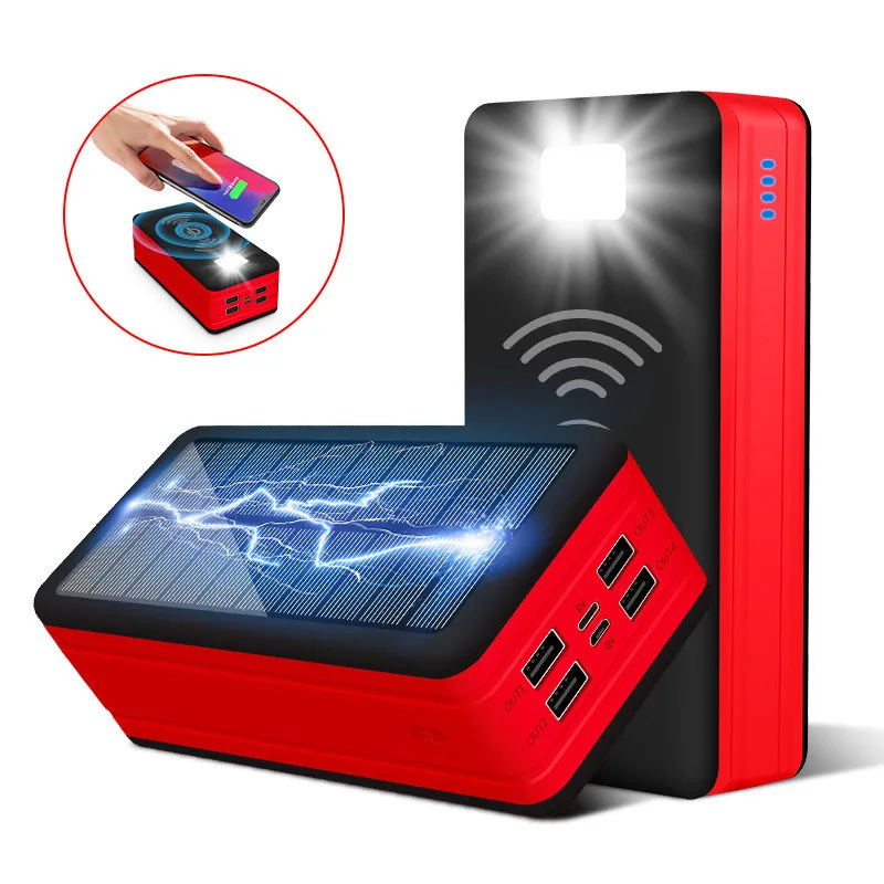 Solar 99000 MAh Power Bank Wireless Charger Portable Fast Charging with Camping Light Emergency SOS External Battery power bank 20000mah