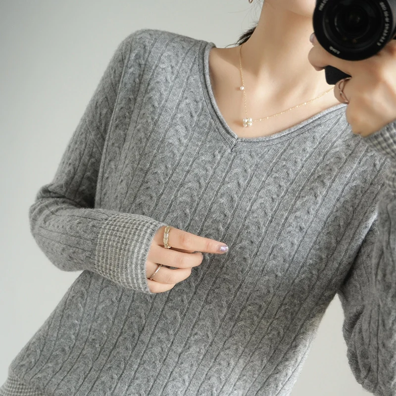 High-End Autumn Winter 100% Cashmere Sweater V-