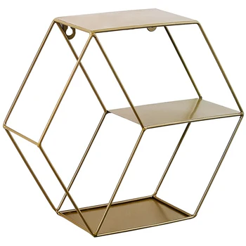 

Nordic Style Wall Hanging Iron Shelf for Storage Organizer Storage Rack Holder for Kitchen Room Home Home Decor-Gold