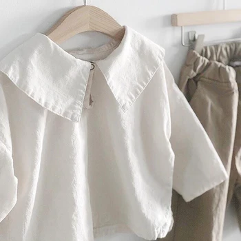 

2020 New Japan Korean Style Baby Girl T-Shirt Spring Autumn Top Linen Cotton Toddler Long Sleeve T-shirt Coat Kids Tops